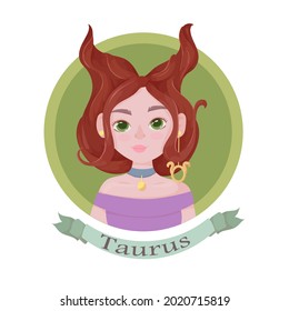 Zodiac sign as a beautiful girl with lush hair. Set of bright signs of the zodiac. Horoscope. Astronomy. Vector illustration isolated on white background.