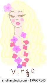 Zodiac sign as a beautiful woman. Virgo. Vector illustration Virgo. 
