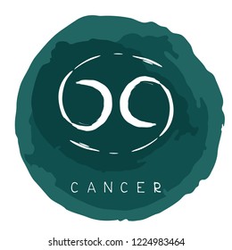 Zodiac sign Cancer with chalkboard grunge frame isolated on white background. Zodiac constellation. Design element for horoscope and astrological forecast.