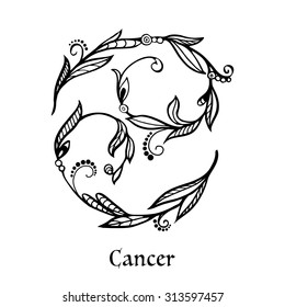 Zodiac Sign Cancer Floral Pattern Stock Vector (Royalty Free) 313597457 ...