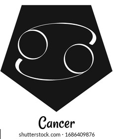 Zodiac sign Cancer, hand drawn vector with white color isolated on the black color background