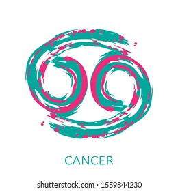 Zodiac sign Cancer isolated on white background. Zodiac constellation. Design element for horoscope and astrological forecast. Hand drawn style. Vector illustration.
