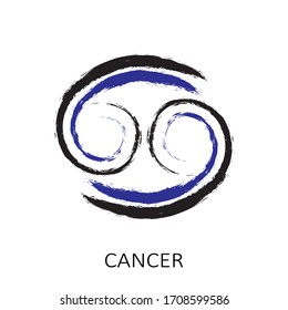Zodiac sign Cancer isolated on white background. Zodiac constellation. Design element for horoscope and astrological forecast. Hand drawn style. Vector illustration.