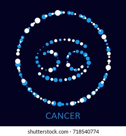 Zodiac sign Cancer isolated on dark background. Design element for flyers or cards.