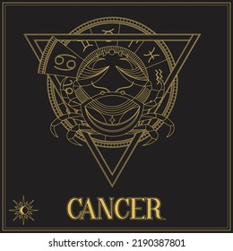 Zodiac Sign cancer Line Art Astronomy Tarot
