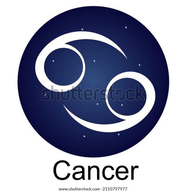 Zodiac sign cancer on the background of\
stars. The horoscope element consists of 12 zodiac signs.\
Astrological vector\
illustration.