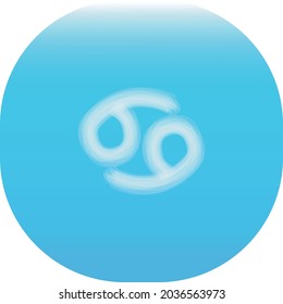 Zodiac sign Cancer on a light blue background . Zodiac background with a gradient. White Zodiac sign. Vector illustration