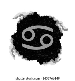 
Zodiac sign Cancer. Symbol, zgachek, sticker, magnet. Ostragic horoscope. Starry sky in the clouds