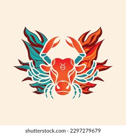 Zodiac sign Cancer, Taurus vector illustration isolated fire vector
