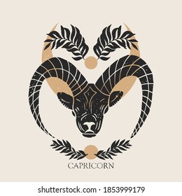 Zodiac sign Capricorn in boho style. Trendy vector illustration.