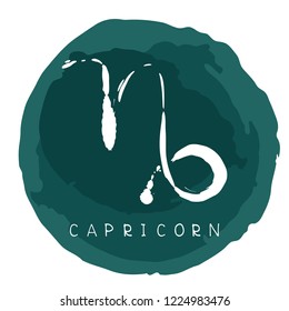 Zodiac sign Capricorn with chalkboard grunge frame isolated on white background. Zodiac constellation. Design element for horoscope and astrological forecast.