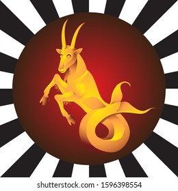 Zodiac sign Capricorn gold on isolated background. Vector image esp 10