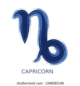 Zodiac sign Capricorn isolated on white background. Zodiac constellation. Floral pattern. Design element for horoscope and astrological forecast.
