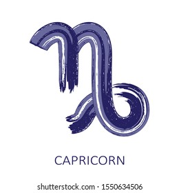 Zodiac sign Capricorn isolated on white background. Zodiac constellation. Design element for horoscope and astrological forecast. Hand drawn style. Vector illustration.