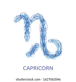 Zodiac sign Capricorn isolated on white background. Zodiac constellation. Design element for horoscope and astrological forecast. Hand drawn style. Vector illustration.