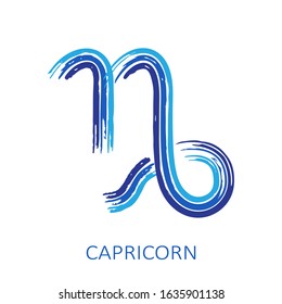 Zodiac sign Capricorn isolated on white background. Zodiac constellation. Design element for horoscope and astrological forecast. Hand drawn style. Vector illustration.