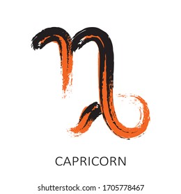 Zodiac sign Capricorn isolated on white background. Zodiac constellation. Design element for horoscope and astrological forecast. Hand drawn style. Vector illustration.