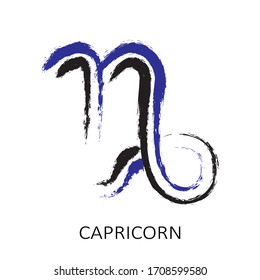 Zodiac sign Capricorn isolated on white background. Zodiac constellation. Design element for horoscope and astrological forecast. Hand drawn style. Vector illustration.
