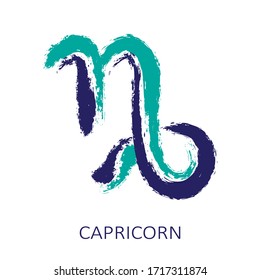 Zodiac sign Capricorn isolated on white background. Zodiac constellation. Design element for horoscope and astrological forecast. Hand drawn style. Vector illustration.