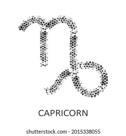 Zodiac sign Capricorn isolated on white background. Zodiac constellation. Design element for horoscope and astrological forecast. Vector illustration. Bubble wrap texture.