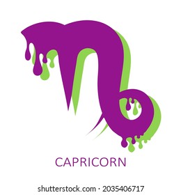 Zodiac sign Capricorn isolated on white background. Design element for horoscope and astrological forecast. Halloween characters. Flat design vector illustration.