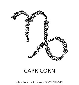 Zodiac sign Capricorn isolated on white background. Zodiac constellation. Design element for horoscope and astrological forecast. Vector illustration.