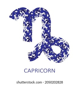 Zodiac sign Capricorn isolated on white background. Zodiac constellation. Design element for horoscope and astrological forecast. Vector illustration.