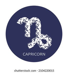 Zodiac sign Capricorn isolated on dark blue background. Zodiac constellation. Design element for horoscope and astrological forecast. Vector illustration.