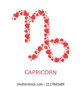 Zodiac sign Capricorn isolated on white background. Zodiac constellation. Valentines Day illustration for horoscope and astrological forecast. Vector illustration.