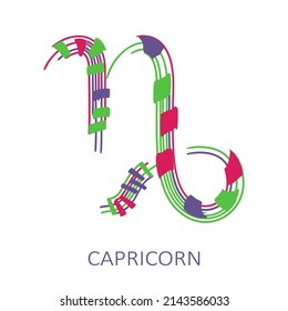 Zodiac sign Capricorn isolated on white background. Zodiac constellation. Design element for horoscope and astrological forecast. Vector illustration.
