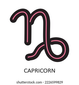 Zodiac sign Capricorn isolated on white background. Zodiac constellation. Design element for horoscope and astrological forecast. Vector illustration.