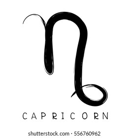 Zodiac sign Capricorn isolated on white background. Design element for flyers or greeting cards.