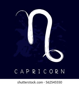 Zodiac sign Capricorn isolated on blue background. Design element for flyers or greeting cards.