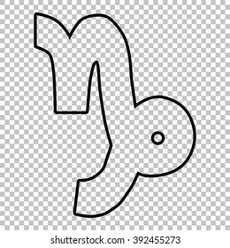 Zodiac sign Capricorn line vector icon on transparent background