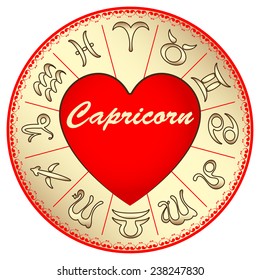 zodiac sign Capricorn, for lovers on Valentine's day, vector illustration