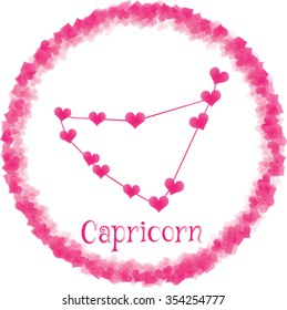 zodiac sign Capricorn, for lovers on Valentine's day, vector illustration