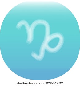 Zodiac sign Capricorn on a light blue background . Zodiac background with a gradient. White Zodiac sign. Vector illustration