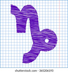 Zodiac sign Capricorn with pen and school paper effect 