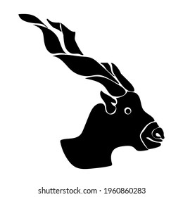 Zodiac sign Capricorn silhouette, one of the 12 horoscope signs, horned animal vector illustration