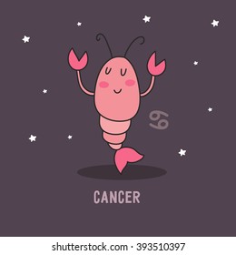 Zodiac sign cartoon vector illustration. cancer