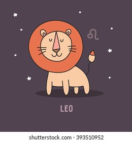 Zodiac sign cartoon vector illustration. Lion