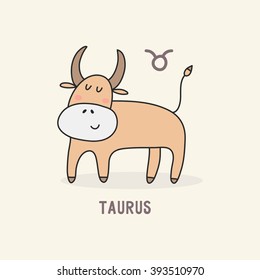 Zodiac sign cartoon vector illustration. taurus