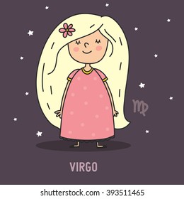 Zodiac sign cartoon vector illustration. virgo