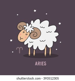 Zodiac sign cartoon vector illustration. aries