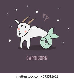 Zodiac sign cartoon vector illustration. capricorn