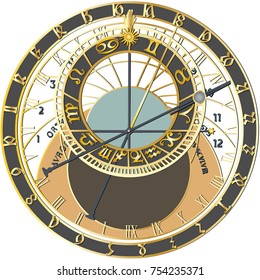 Zodiac sign Clock - vector graphic