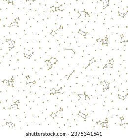 Zodiac sign constellation pattern on a transparent background. Doodle for children. Vector for print and design. Horoscope Stars in space