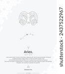 Zodiac sign constellations Aries vector illustration wall decor ideas. Aries sign logos icon vector illustration