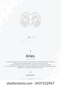 Zodiac sign constellations Aries vector illustration wall decor ideas. Aries sign logos icon vector illustration