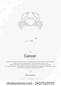 Ilustración vectorial de cáncer de las ideas de decoración de la pared. Ilustración del vector del icono del signo del cáncer